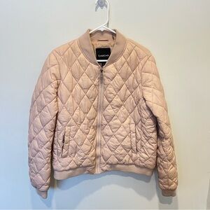 Bebe Women's Light Pink Quilted Bomber Jacket XL